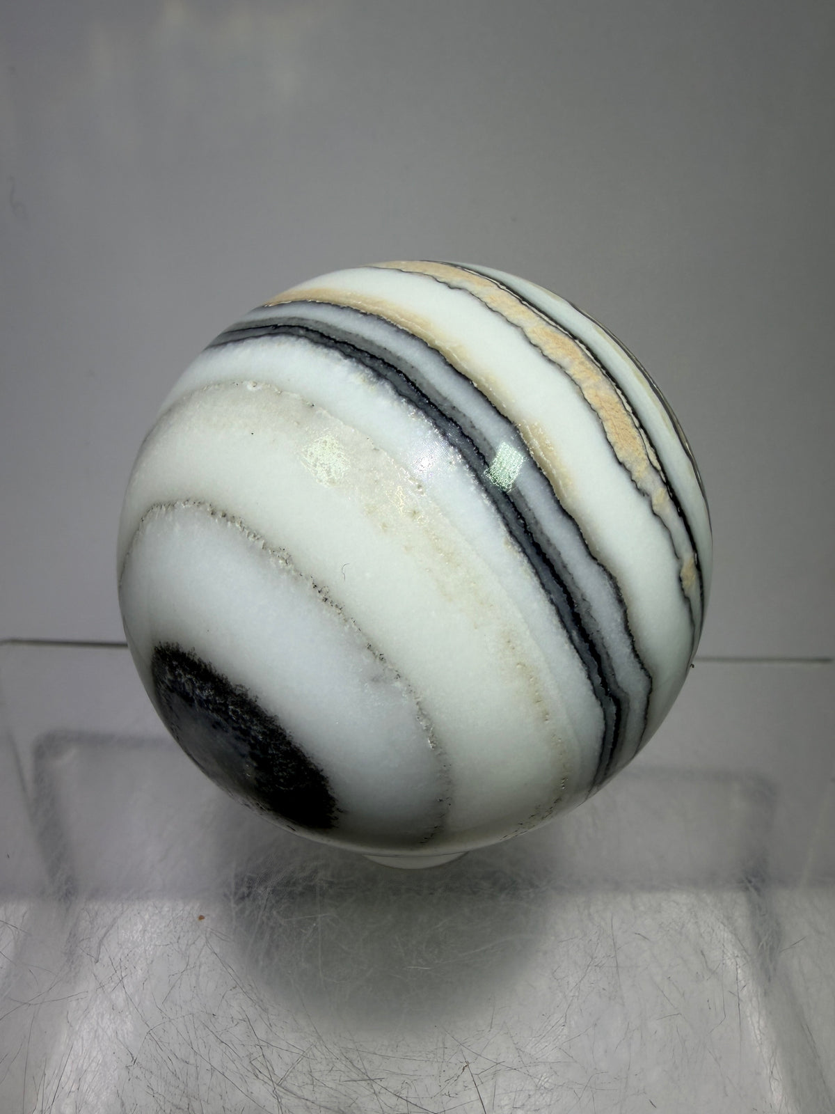 Banded Zebra Calcite Sphere. 53mm. Gorgeous Calcite Display Sphere. Rare Colors With Stunning Patterns