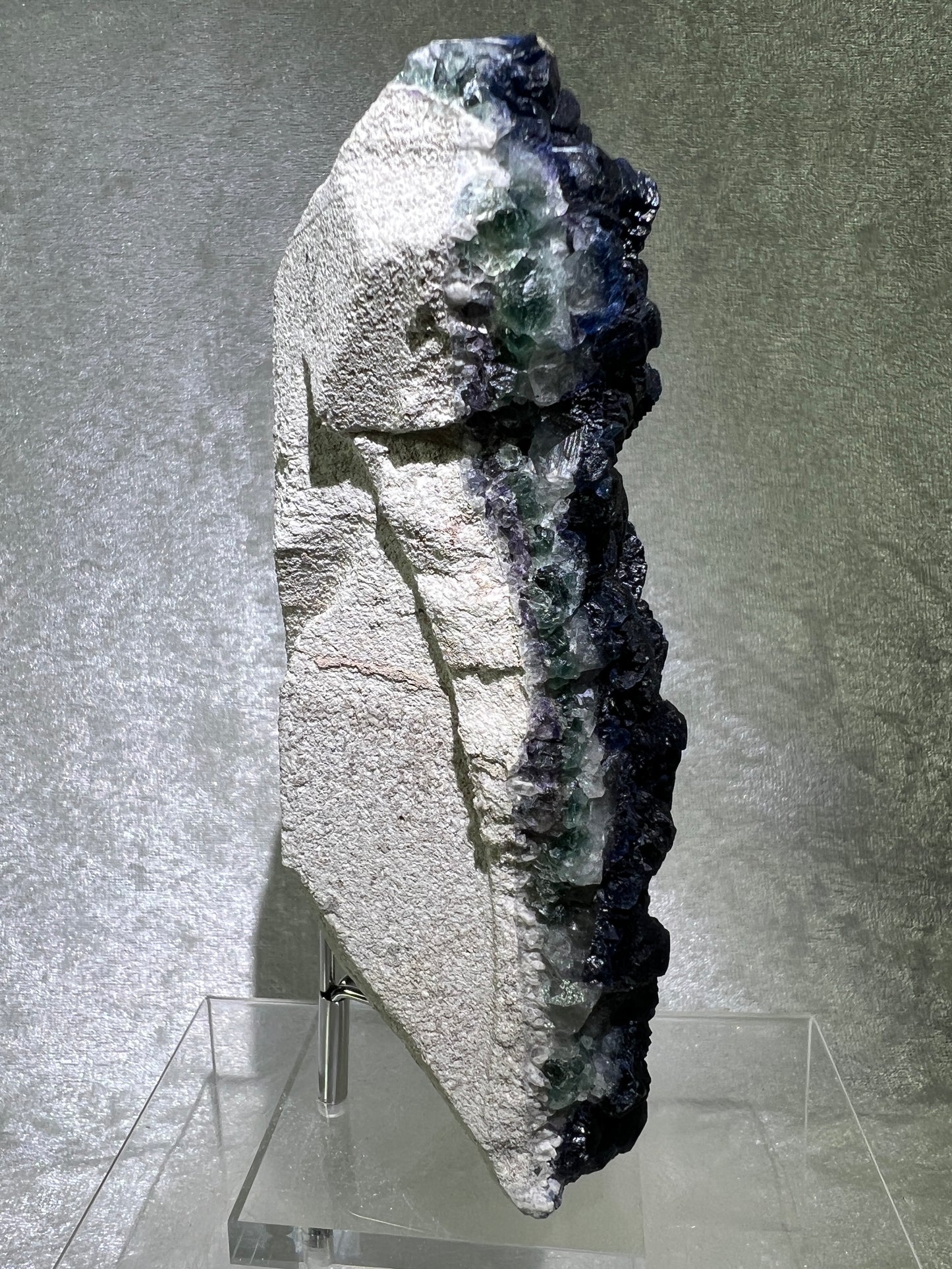 Blueberry Fluorite Crystal Specimen. Stunning Deep Dark Colors. High Quality Rare Fluorite