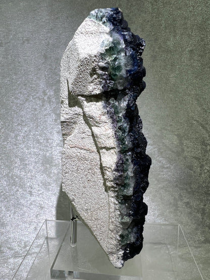 Blueberry Fluorite Crystal Specimen. Stunning Deep Dark Colors. High Quality Rare Fluorite