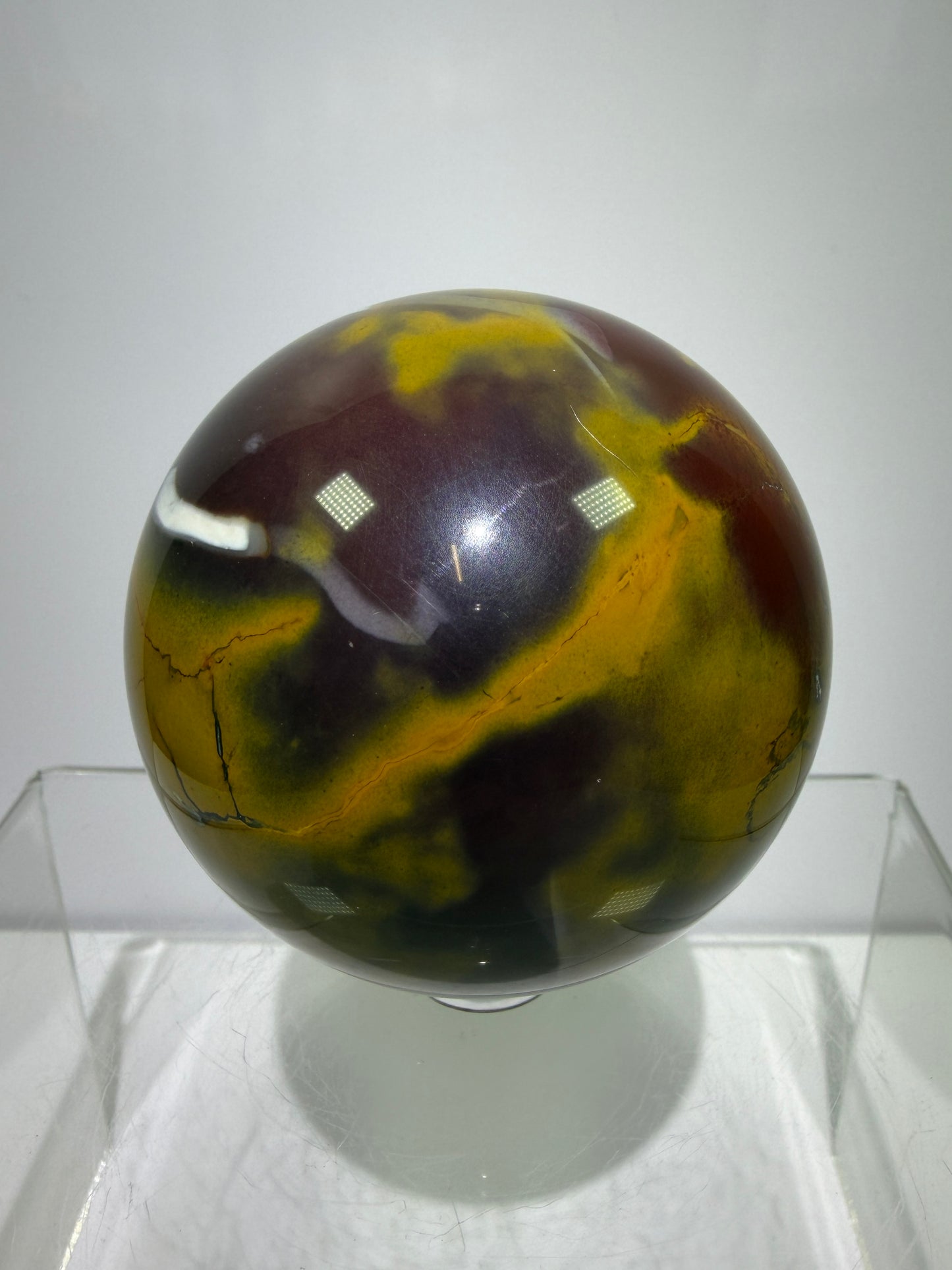Mookaite Crystal Sphere. 64mm. Gorgeous Rare Colors And Patterns. High Quality Collectors Sphere.