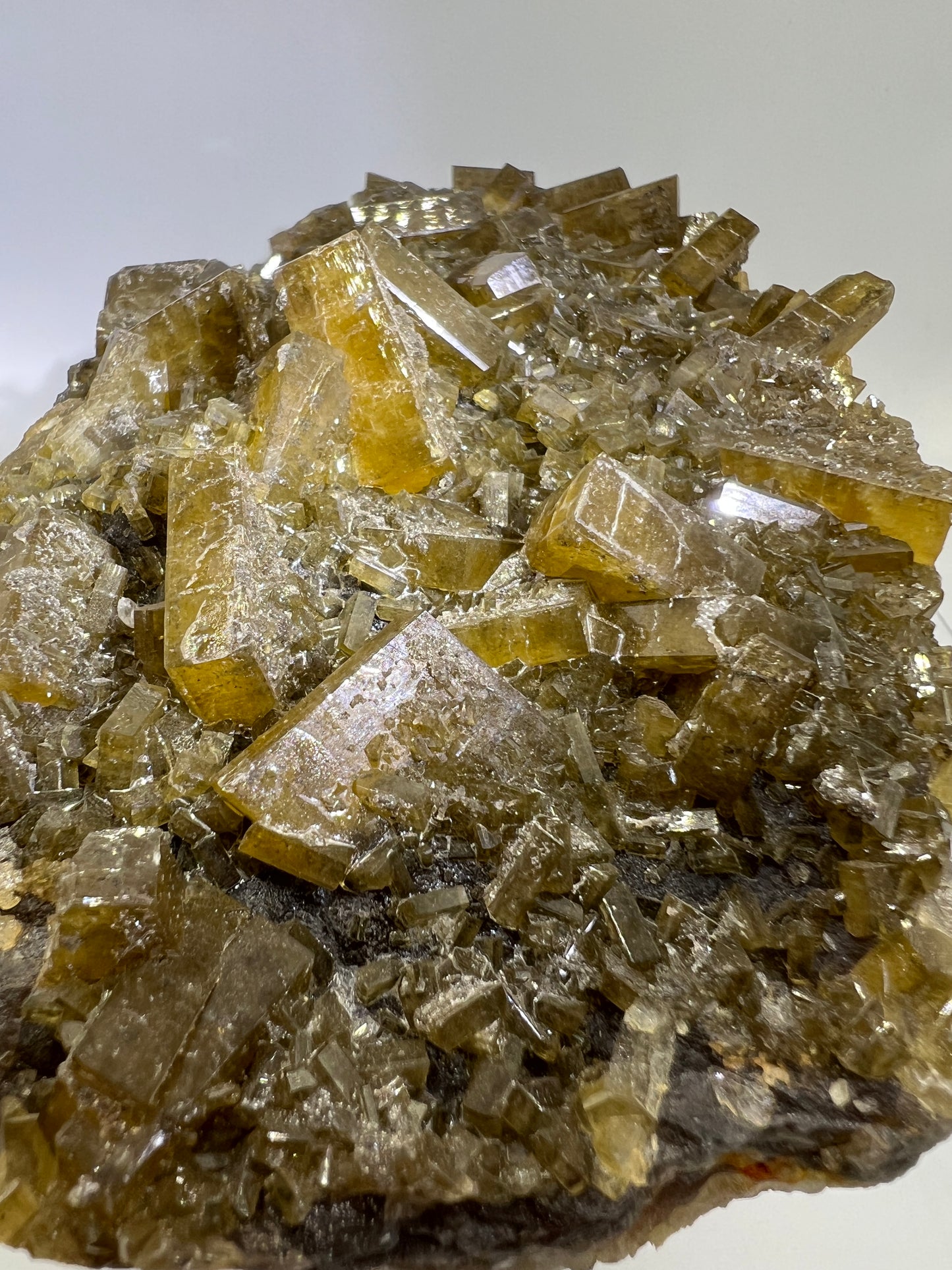 Golden Yellow Barite On A Fluorite Matrix. XL Stunning Mixed Mineral Specimen. Amazing Botryoidal Fluorite.