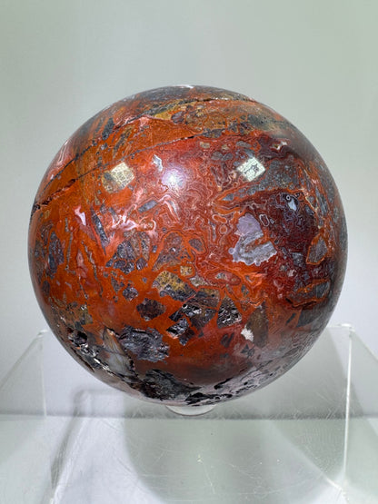 Mexican Crazy Lace Agate Sphere. 78mm. Deep Rich Colors With Stunning Patterns. Large Display Sphere.