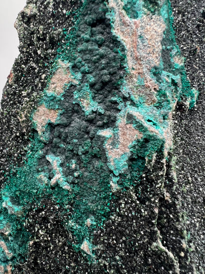 Libethenite Crystal Specimen. Extremely Rare Mixed Mineral Specimen With Malachite And Chrysocolla. Stunning Large Display Crystal.