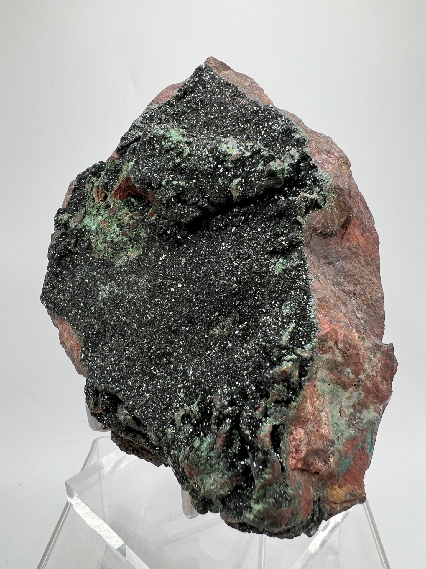 Libethenite Crystal Specimen. Rare Mineral Specimen With Malachite. Flashy Display Crystal