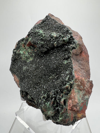 Libethenite Crystal Specimen. Rare Mineral Specimen With Malachite. Flashy Display Crystal
