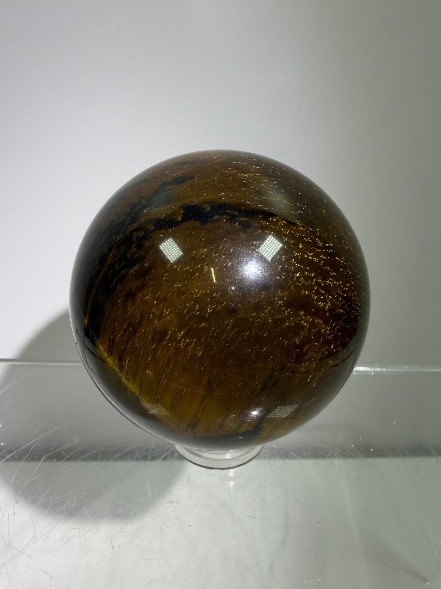 Blue Tigers Eye Sphere. Rare Blue And Gold Hawks Eye Crystal. Beautiful Colors And Flash