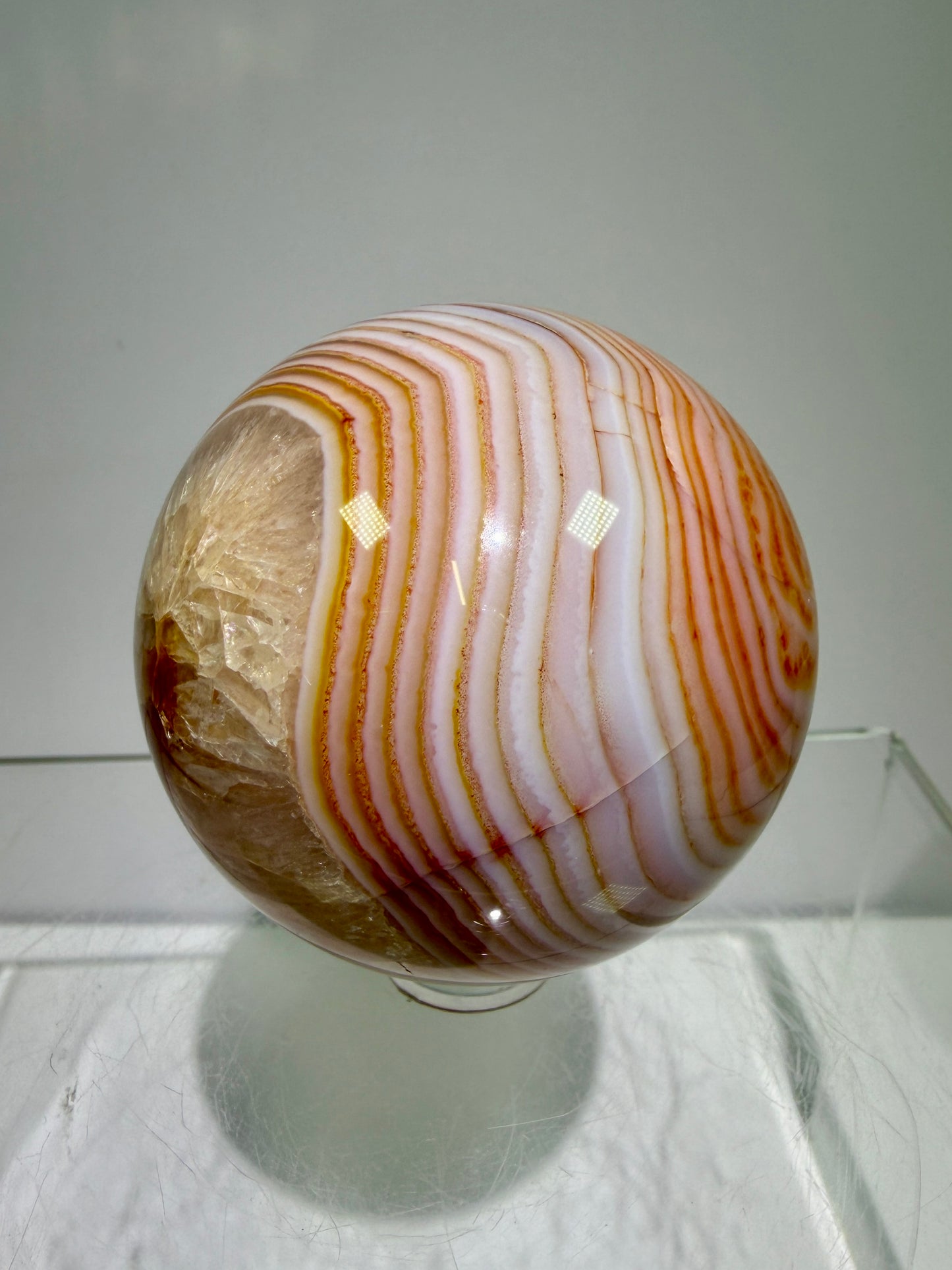 Carnelian Agate Sphere. 53mm. Amazing Patterns And Banding