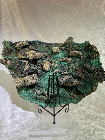 Malachite Museum Quality Specimen. Huge Velvet Malachite Plate. One Of A Kind Specimen From The Congo.