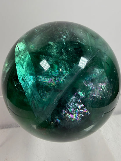 Green-Blue Fluorite Sphere. 63mm. Beautiful Display Sphere With Big Rainbows. Stunning Color Combinations