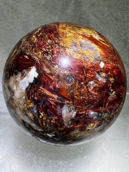 Pietersite Crystal Sphere. 66mm. Gorgeous Rare Red Pietersite Crystal. High Quality Display Sphere With Amazing Flash.