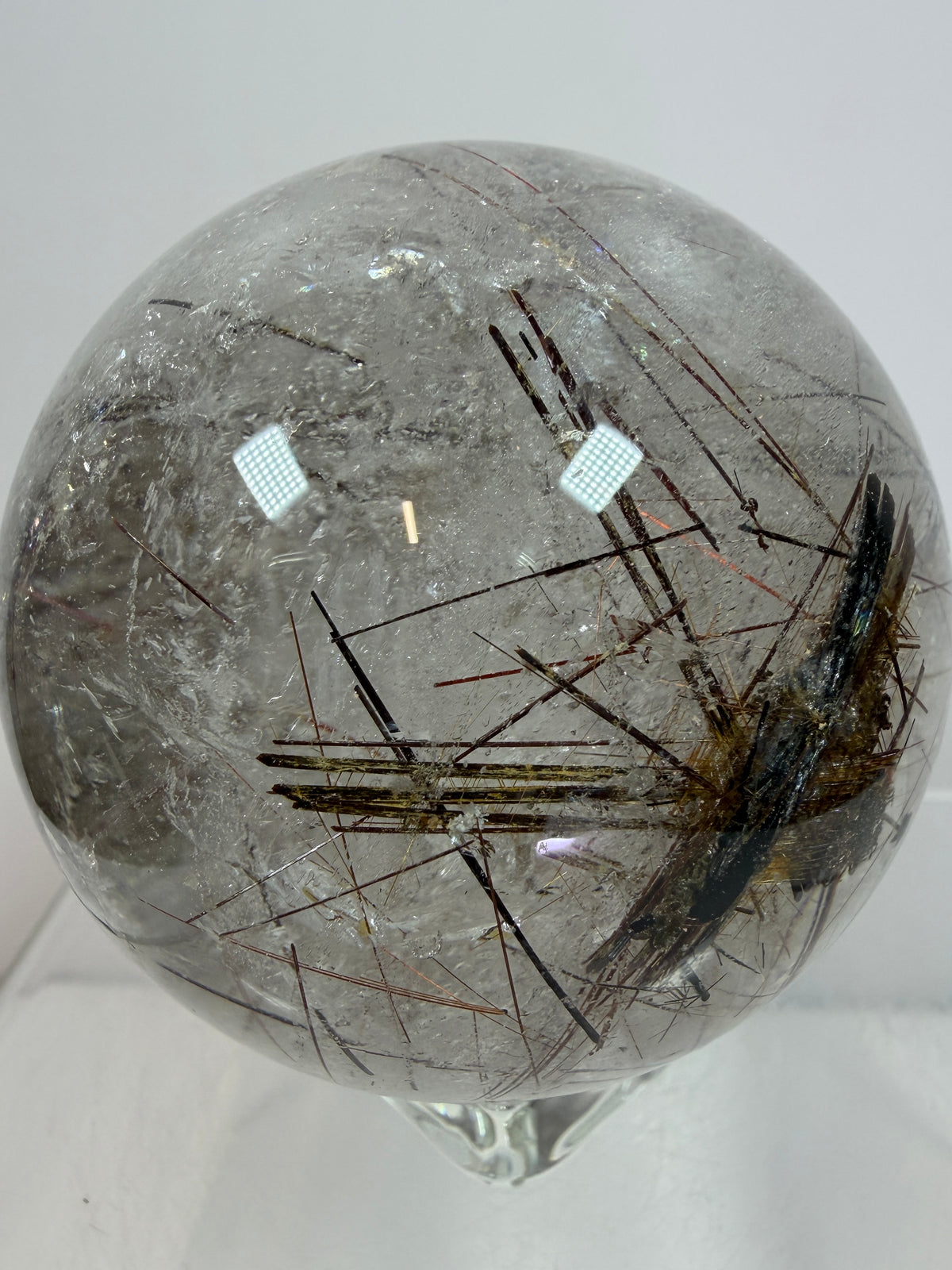 Rutile Quartz Sphere. 65mm. Crazy Rutile Plate Inclusion. High Quality Golden Rutilated Quartz.