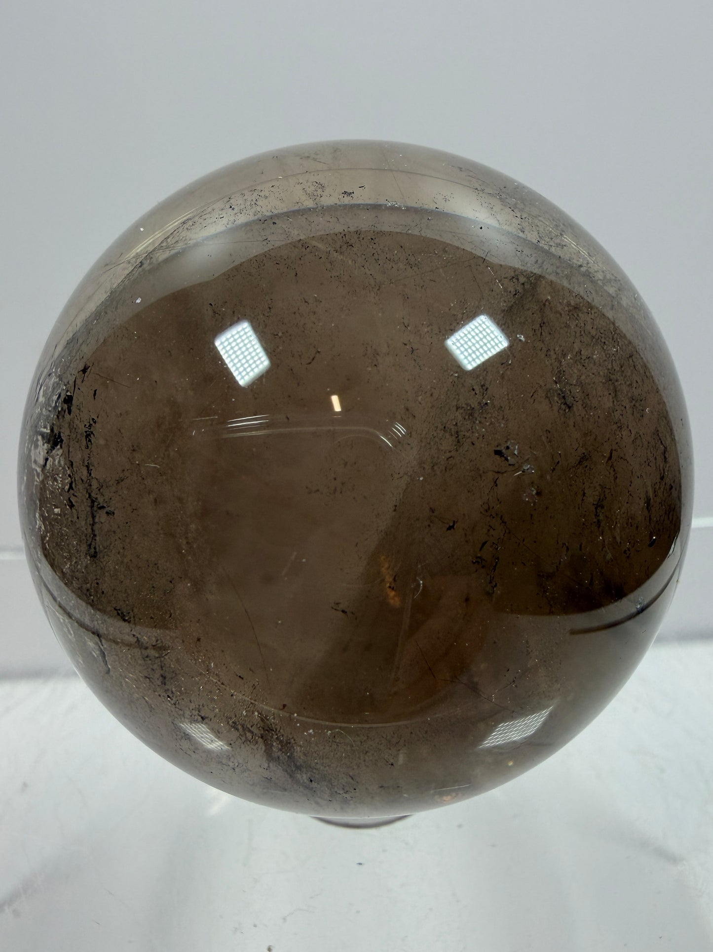 Rutile Quartz Sphere. 46mm. Unique Smoky Quartz With Stunning Golden Rutile Inclusions.