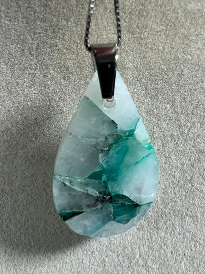 Quantum Quattro Crystal Pendant. High Quality Rare Necklace From Peru. Gorgeous Color Combination. S925 Silver Necklace Included