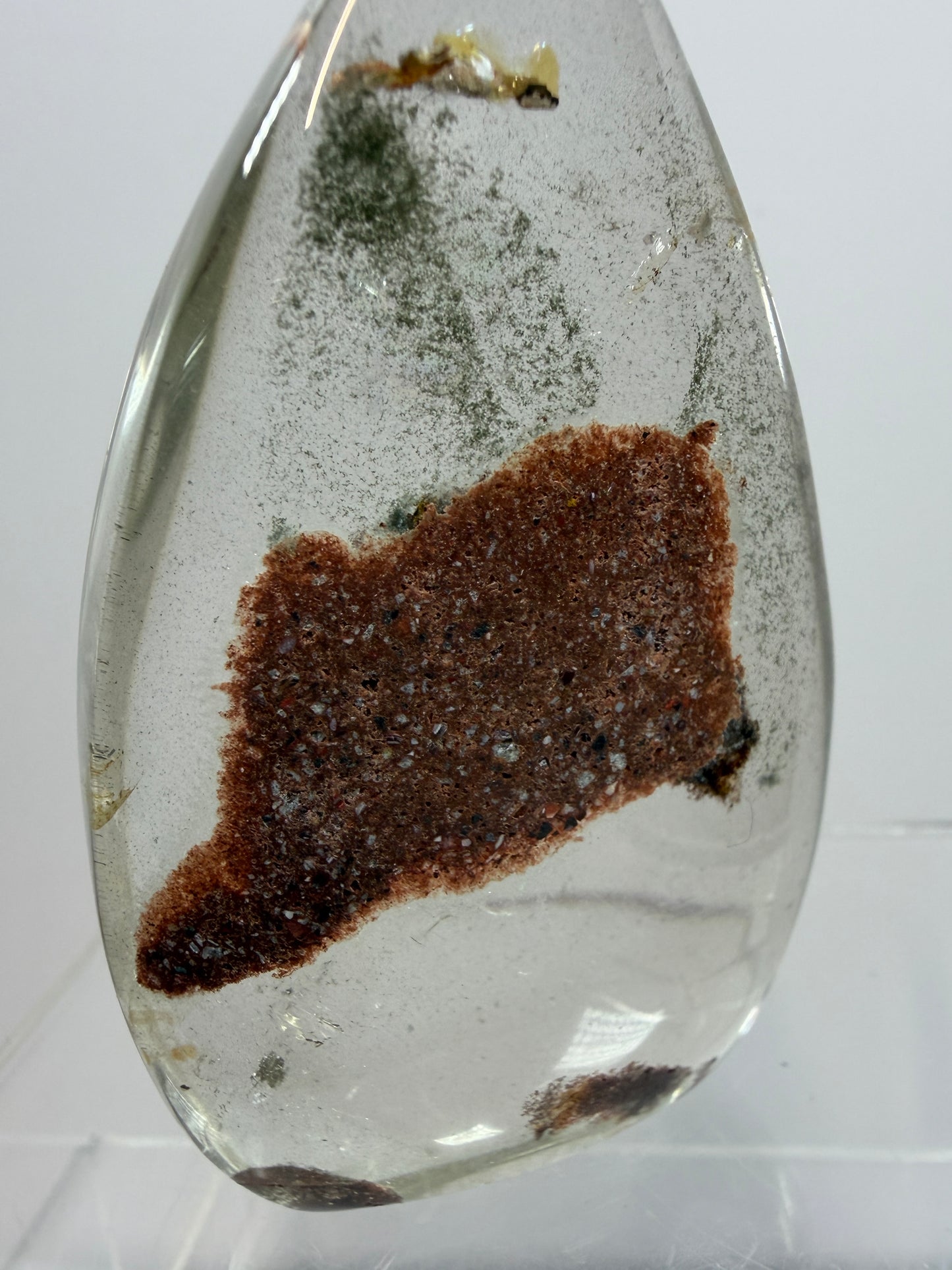 Garden Quartz Crystal Flame. Gorgeous Orange And Green Landscape. Rare Lodolite Quartz Flame