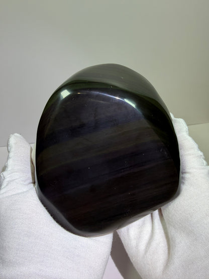 Rainbow Obsidian Freeform. High Quality Carved Flower. Gorgeous One Of A Kind Display Crystal