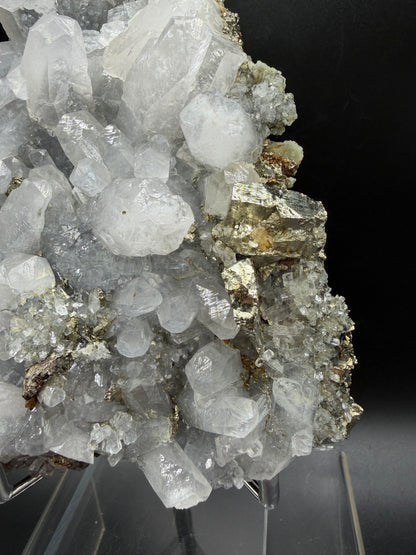 Pyrite And Mangano Calcite Display Specimen. Large High Quality Pyrite And UV Reactive Calcite From Peru. Amazing Rare Multi Mineral Specimen.