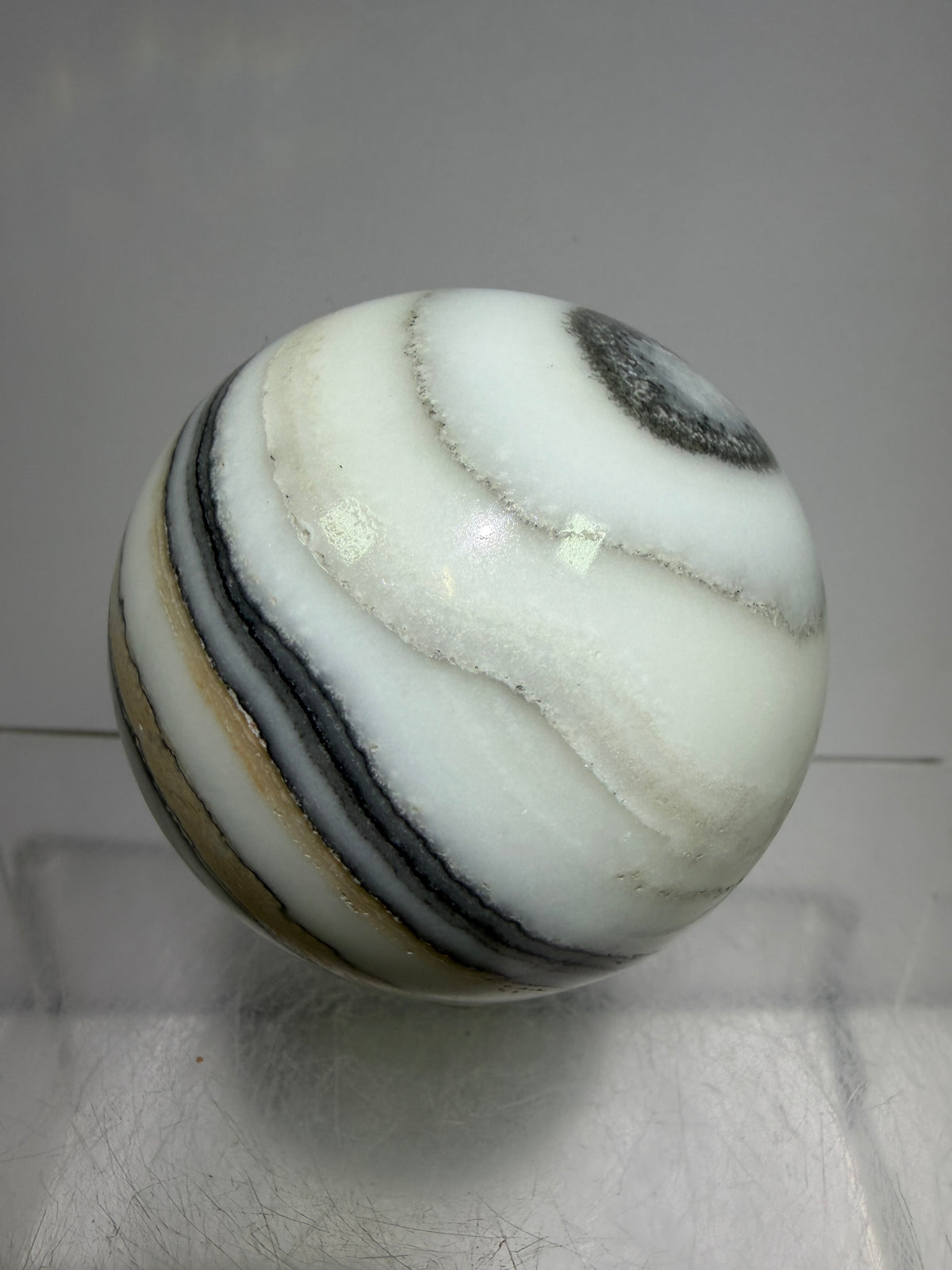 Banded Zebra Calcite Sphere. 53mm. Gorgeous Calcite Display Sphere. Rare Colors With Stunning Patterns