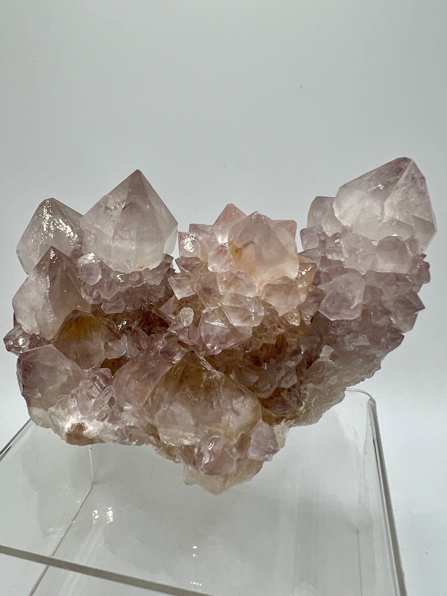 Spirit Quartz Cluster. Very High Quality Mineral Specimen. Amazing Points With Hematite Inclusions. Beautiful Cactus Quartz, Fairy Quartz From South Africa.