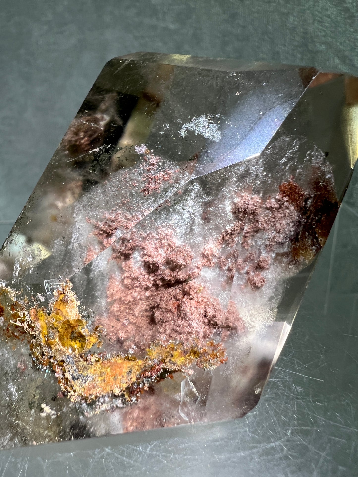 Garden Quartz Polished Freeform. Rare Purple And Red Shaman Quartz. Gorgeous Lodolite With A Beautiful Landscape.