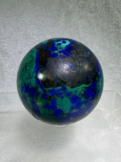Azurite, Chrysocolla, and Malachite Crystal Sphere. 62mm. High Quality With Gorgeous Colors. Awesome Rare Display Piece!