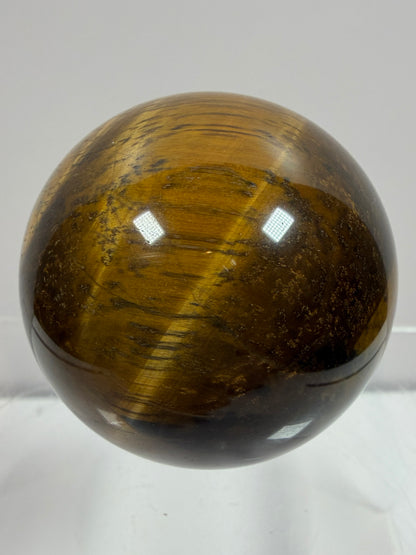 Blue Tigers Eye Sphere. Rare Blue And Gold Hawks Eye Crystal. Beautiful Colors And Flash
