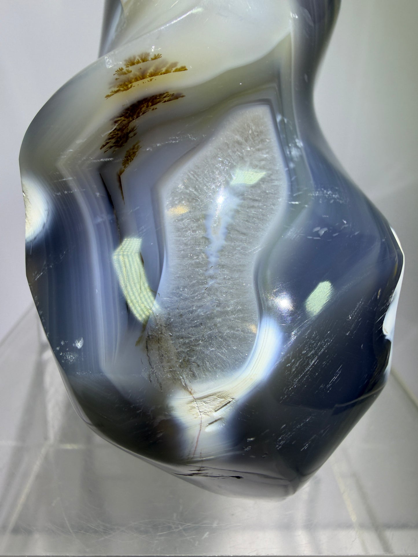 Orca Agate Freeform Flame. Very Rare And Stunning Blue Agate From Madagascar. Amazing Colors And Patterns.