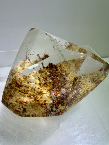 Garden Quartz Polished Freeform. Gorgeous Red And Yellow Landscape Quartz From Brazil. Very High Quality Lodolite Freeform.