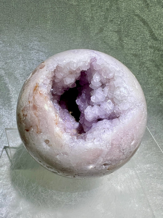 Flower Agate Sphere. 85mm. Gorgeous Purple Flower Druzy. Beautiful Combination Of Flower Agate And Amethyst. Amazing Display Sphere.