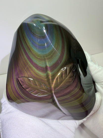 Rainbow Obsidian Freeform. High Quality Carved Flower. Gorgeous One Of A Kind Display Crystal