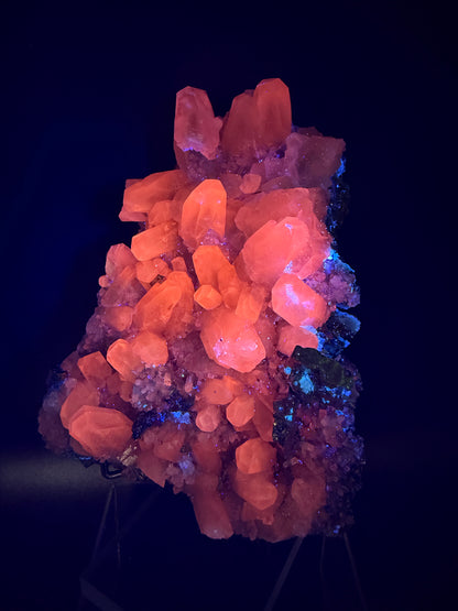 Pyrite And Mangano Calcite Display Specimen. Large High Quality Pyrite And UV Reactive Calcite From Peru. Amazing Rare Multi Mineral Specimen.