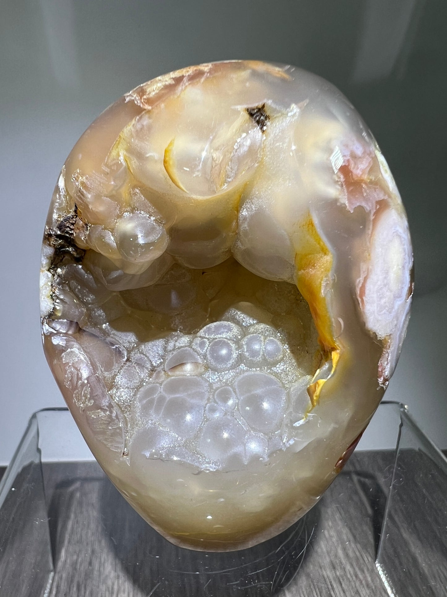 Flower Agate Freeform. Stunning Botryoidal Druzy. Very Unique Display Crystal.