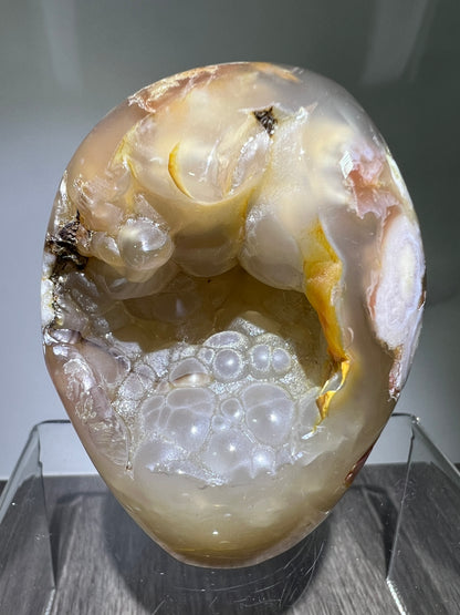 Flower Agate Freeform. Stunning Botryoidal Druzy. Very Unique Display Crystal.