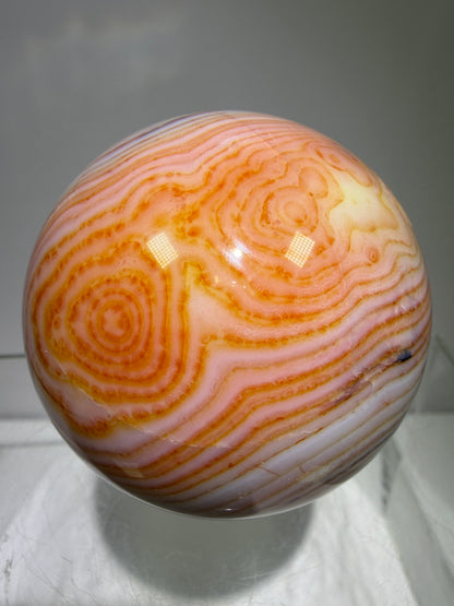 Carnelian Agate Sphere. 53mm. Amazing Patterns And Banding