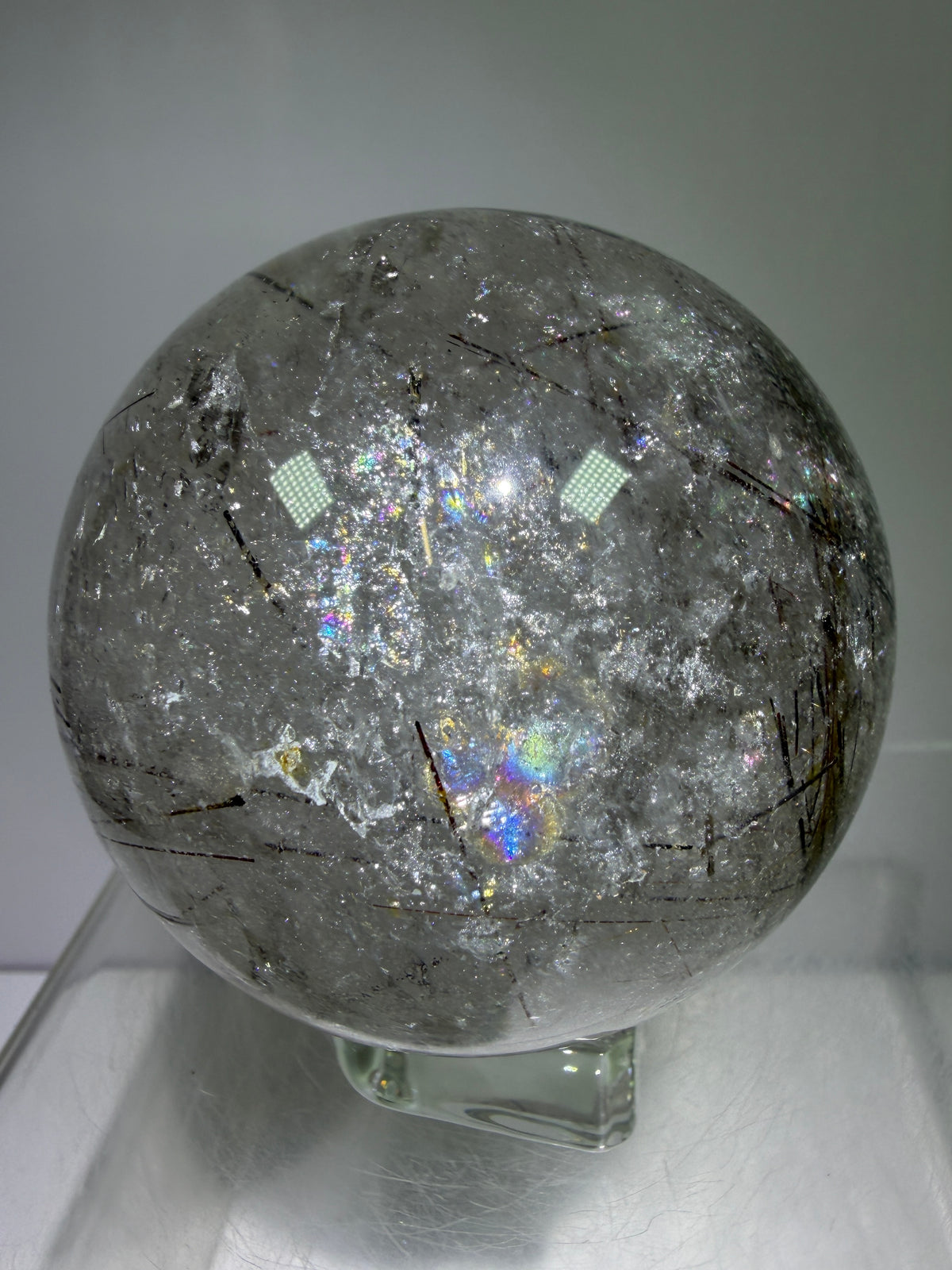 Rutile Quartz Sphere. 65mm. Crazy Rutile Plate Inclusion. High Quality Golden Rutilated Quartz.