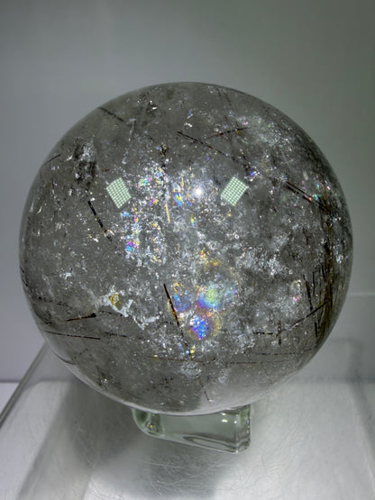Rutile Quartz Sphere. 65mm. Crazy Rutile Plate Inclusion. High Quality Golden Rutilated Quartz.