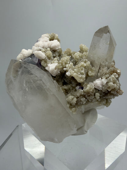 Clear Quartz And Fluorite Display Specimen. World Famous Yaogangxian Cluster. Beautiful Porcelain Fluorite Cubes. High Quality Mineral Specimen.