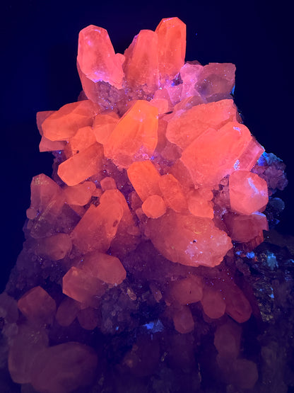Pyrite And Mangano Calcite Display Specimen. Large High Quality Pyrite And UV Reactive Calcite From Peru. Amazing Rare Multi Mineral Specimen.