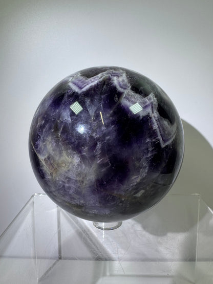Dream Amethyst Sphere. 75mm. Large Chevron Amethyst Crystal. Beautiful Colors And Patterns