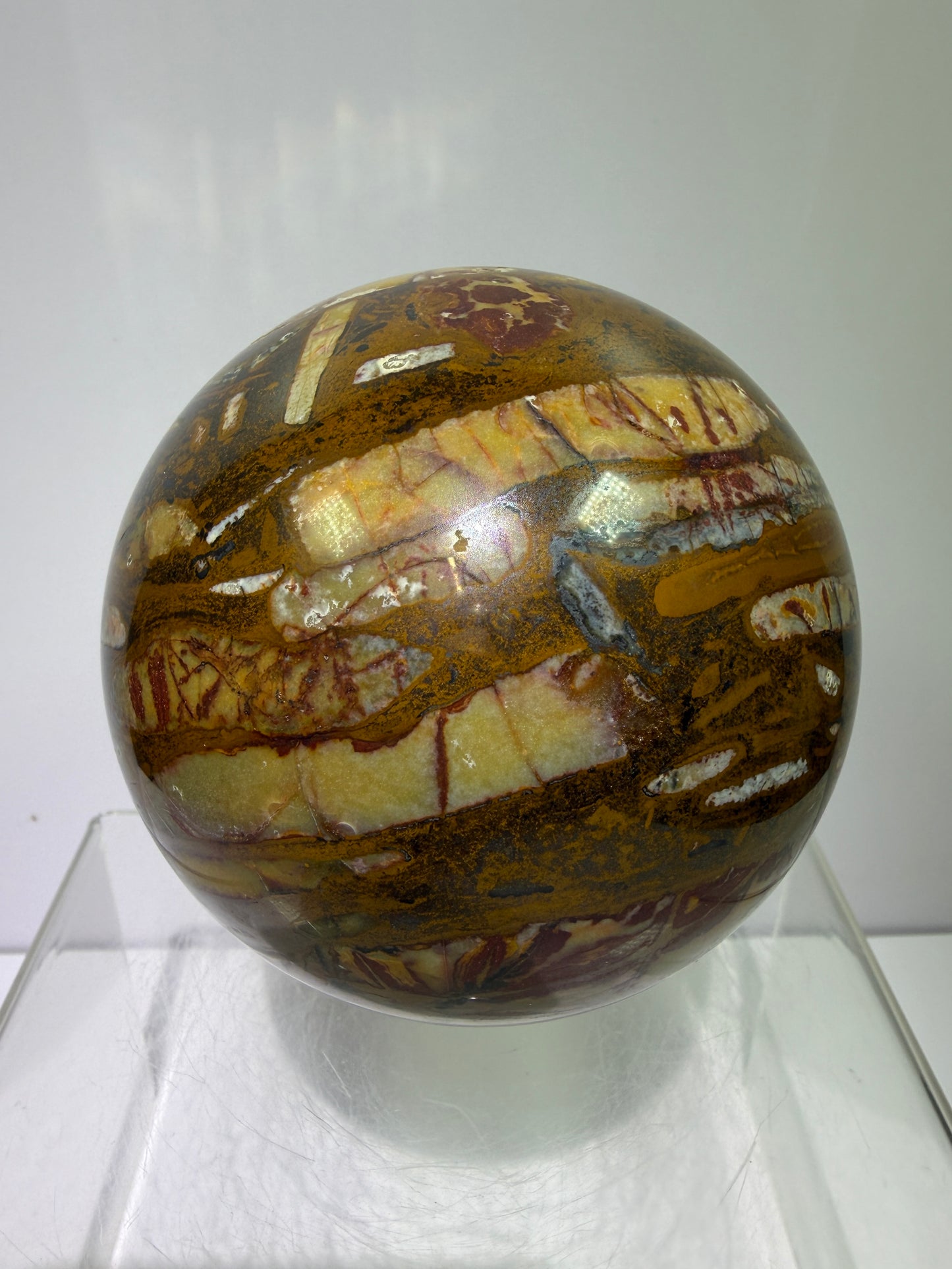 Nguni Jasper And Tiger Iron Sphere. 85mm. Stunning Combination Of Minerals From South Africa