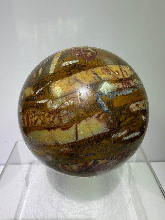 Nguni Jasper And Tiger Iron Sphere. 85mm. Stunning Combination Of Minerals From South Africa