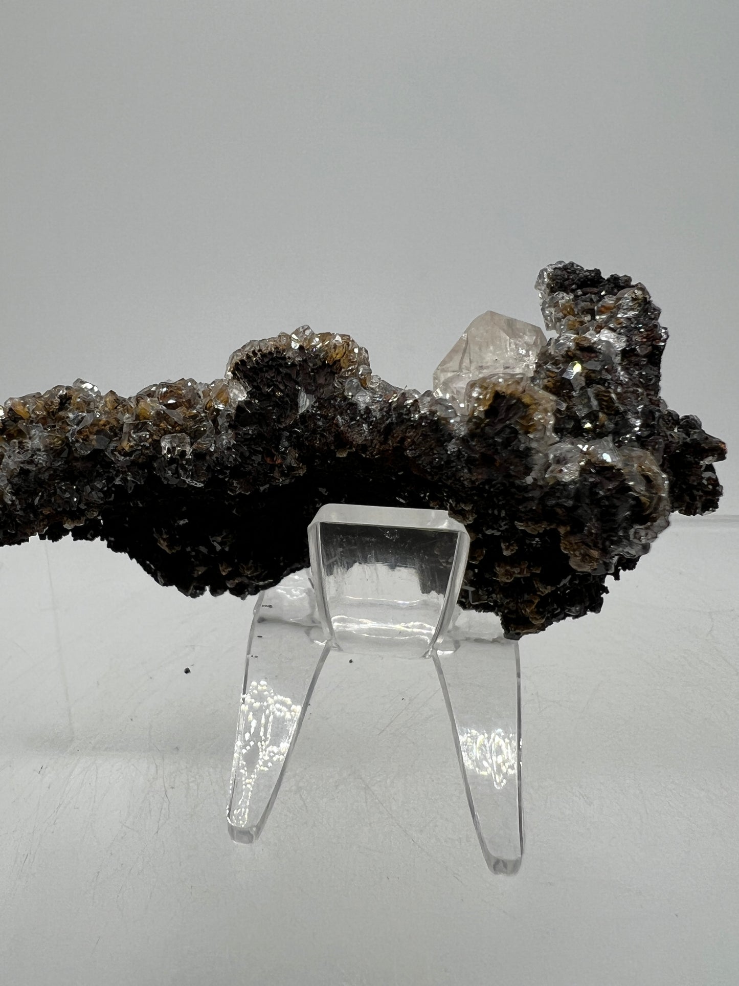 Black Diamond Calcite Specimen. Stunning Flash! Amazing Calcite Cluster On Matrix. Very Cool Crystal Display Piece.