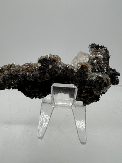 Black Diamond Calcite Specimen. Stunning Flash! Amazing Calcite Cluster On Matrix. Very Cool Crystal Display Piece.