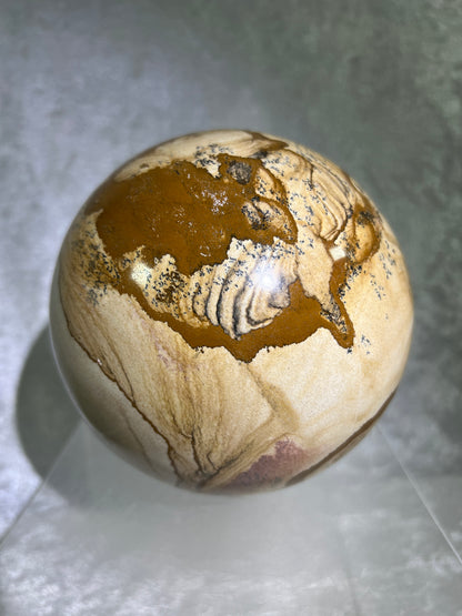 Picture Jasper Sphere. 125mm, 5.5lbs. Huge Rare Display Sphere. Amazing One Of A Kind Crystal From Namibia.