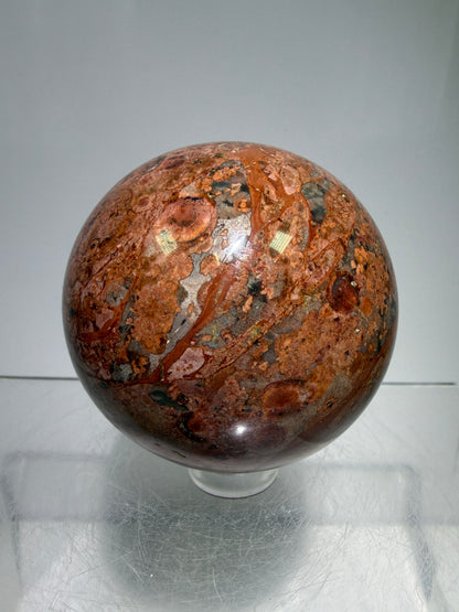 Fire Calcite Crystal Sphere. 53mm. Amazing New Material. Beautiful Display Sphere With A Nice UV Reaction.