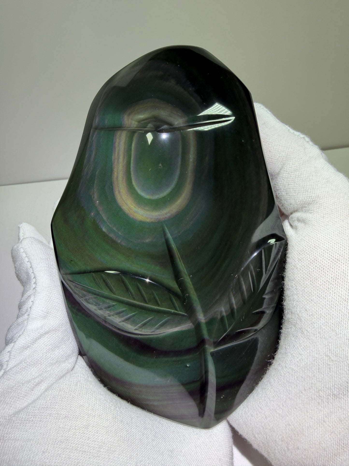 Rainbow Obsidian Freeform. High Quality Carved Flower. Gorgeous One Of A Kind Display Crystal