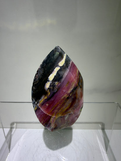 Strawberry Pink Opal Flame From Peru. Gorgeous Bright Colors And Patterns. Rare Display Crystal.