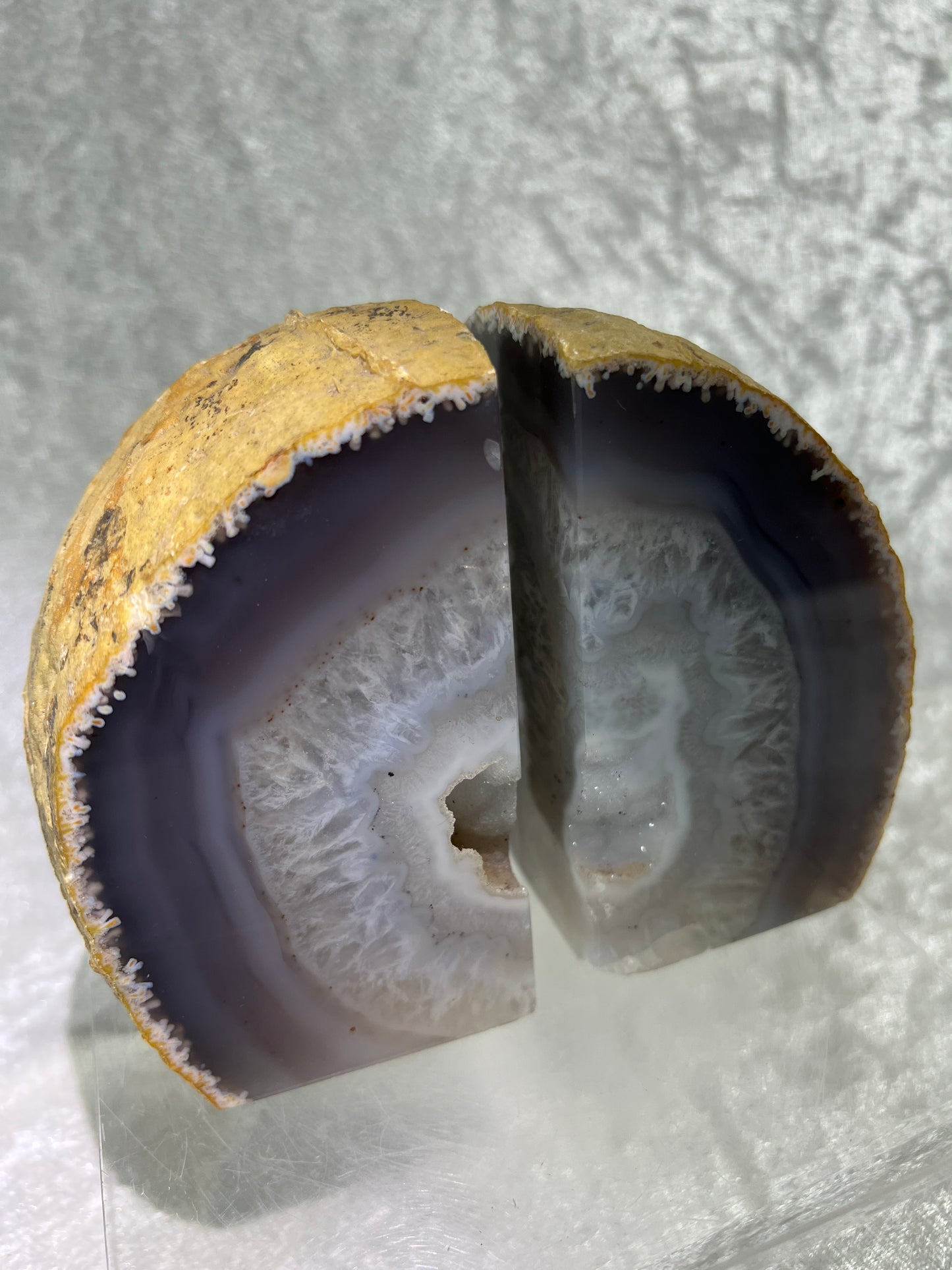 Druzy Agate Book Ends. Stunning Agate From Brazil. Large Cut And Polished Crystal Book Ends.