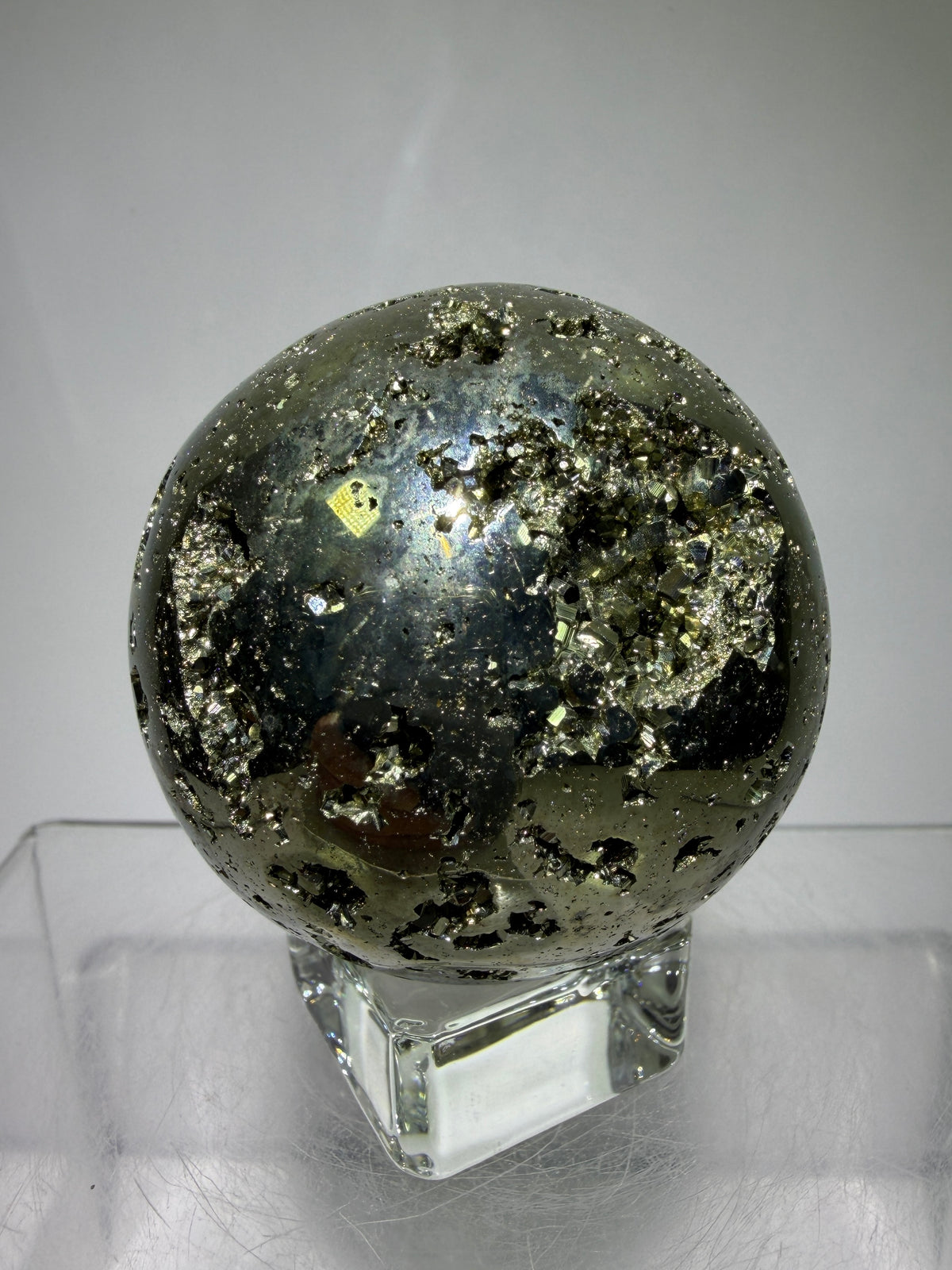 Pyrite Crystal Sphere. 52mm World Class Display Sphere From Peru. Gorgeous Top Quality Cubic Druzy