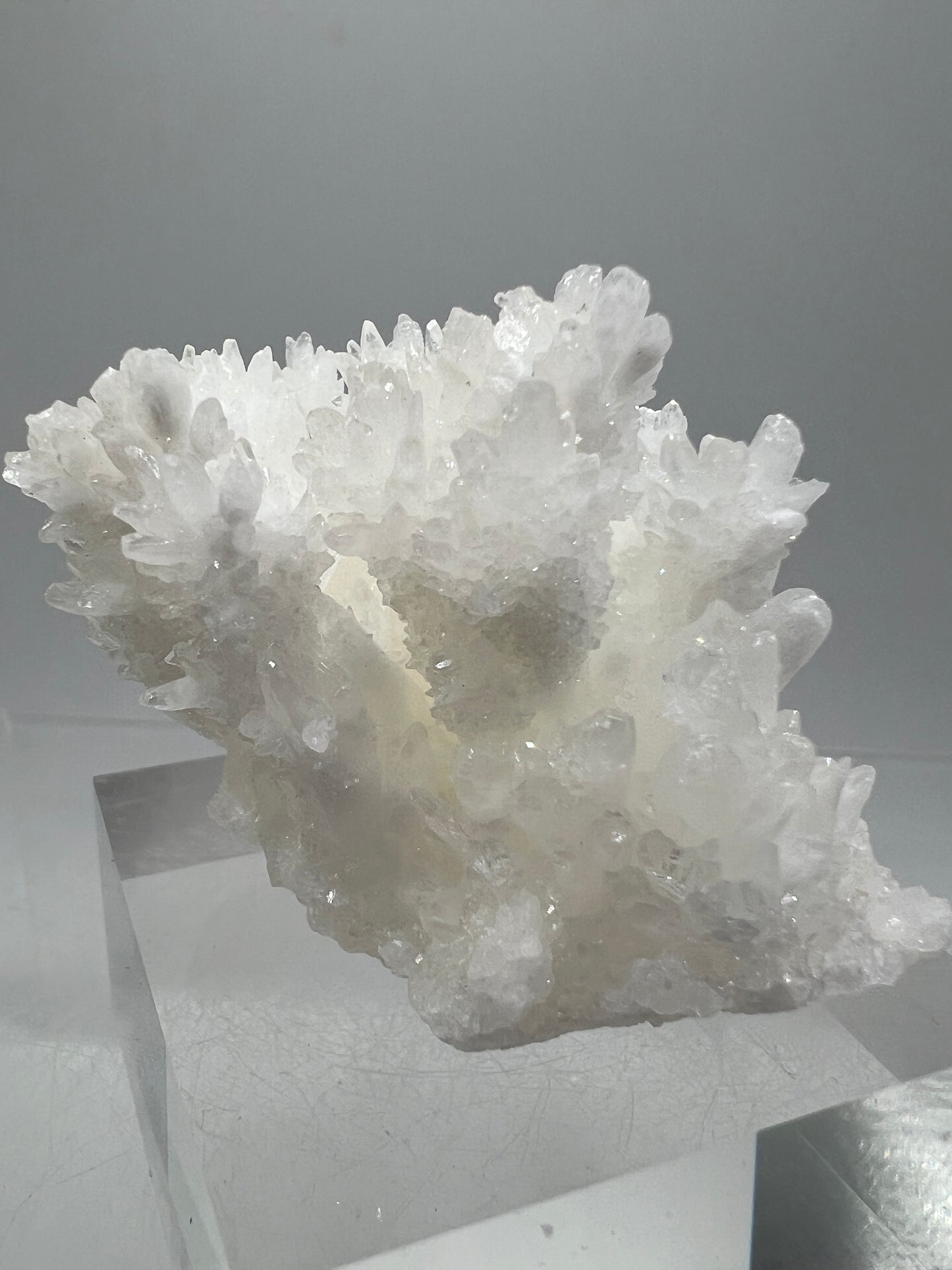 White Aragonite Crystal Specimen. Amazing Cave Calcite From Mexico.