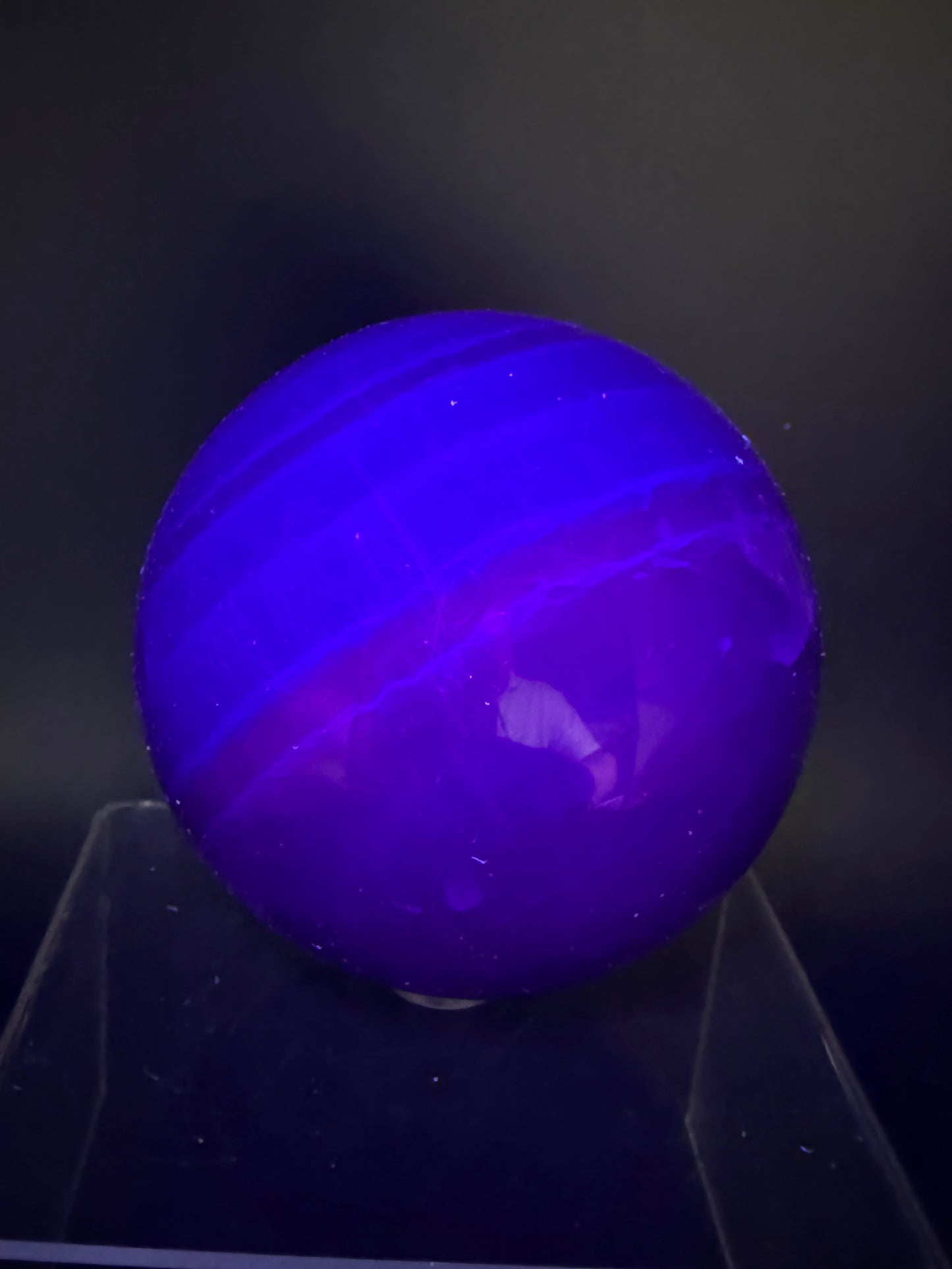 Purple Fluorite Sphere. 77mm. Deep Bright Purple Fluorite With Big Rainbows. Amazing Rare Color